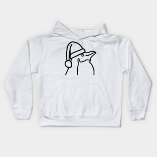 Minimal Line Drawing of a Christmas Penguin in Santa Hat Kids Hoodie